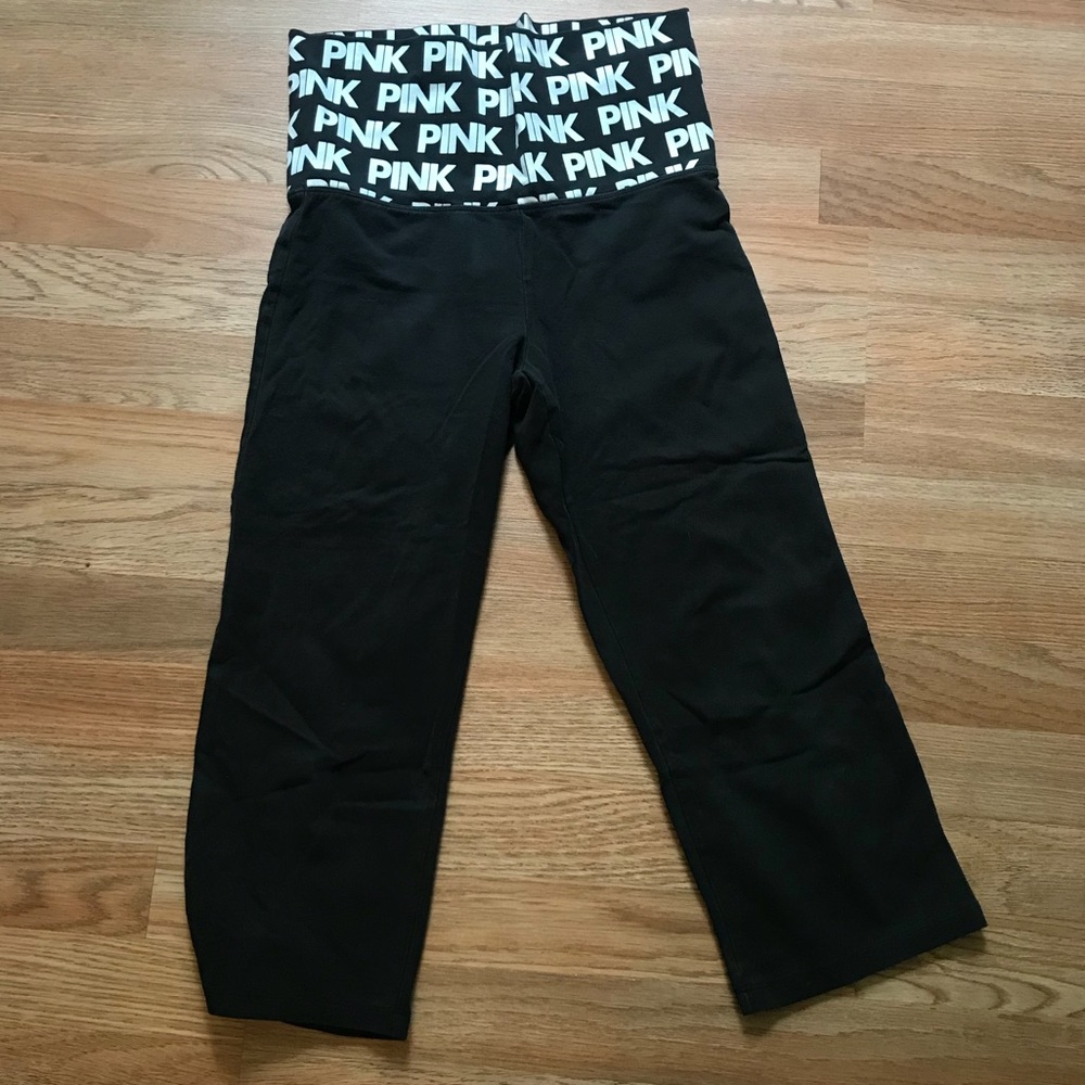 Pink Victoria’s Secret cropped fold over leggings